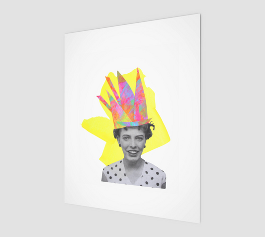 Golden Days 4– Vintage Portrait with Paper Crown Print 8" x 10"