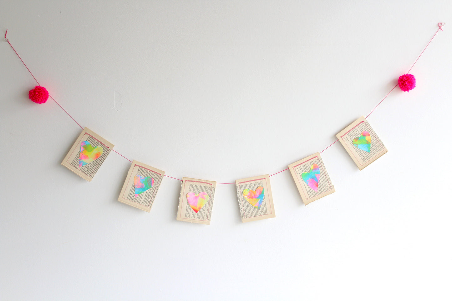 Vintage Book Page Bunting – Handmade Collaged Art Garland